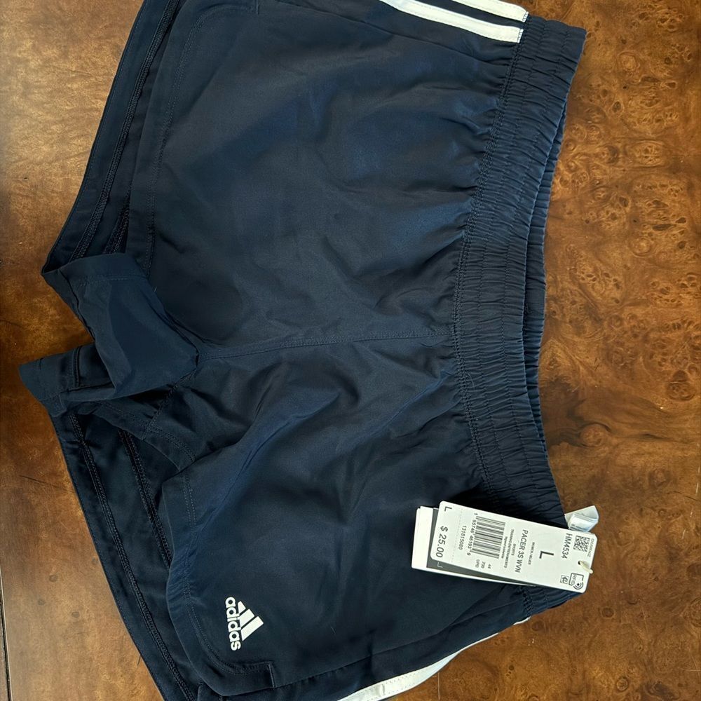adidas Women's Pacer 3-stripes Woven Shorts Black NWT XL Legend Ink Navy/ White - Picture 6 of 6